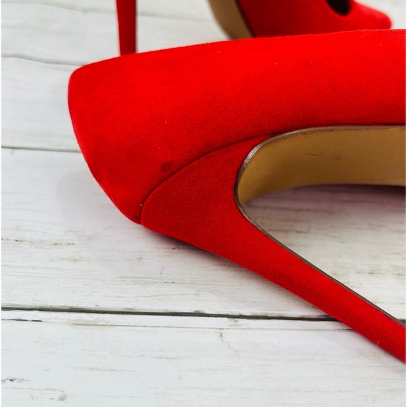 Women's Giselle Shoedazzle, Faux Suede, red Stiletto High Heels Size 7 - Picture 9 of 13